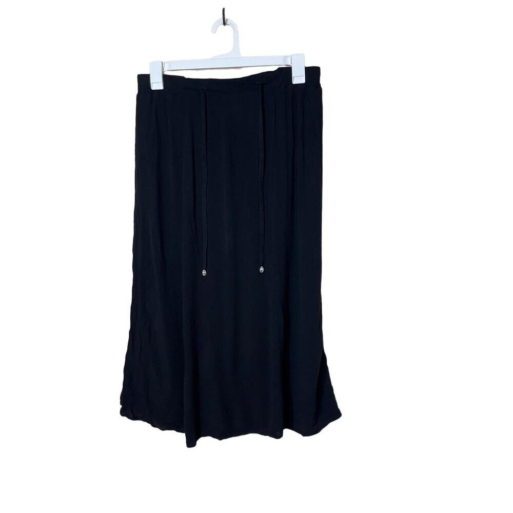 Christopher And Banks‎ Skirt Womens Size M Black Maxi Drawstring Waist A Line